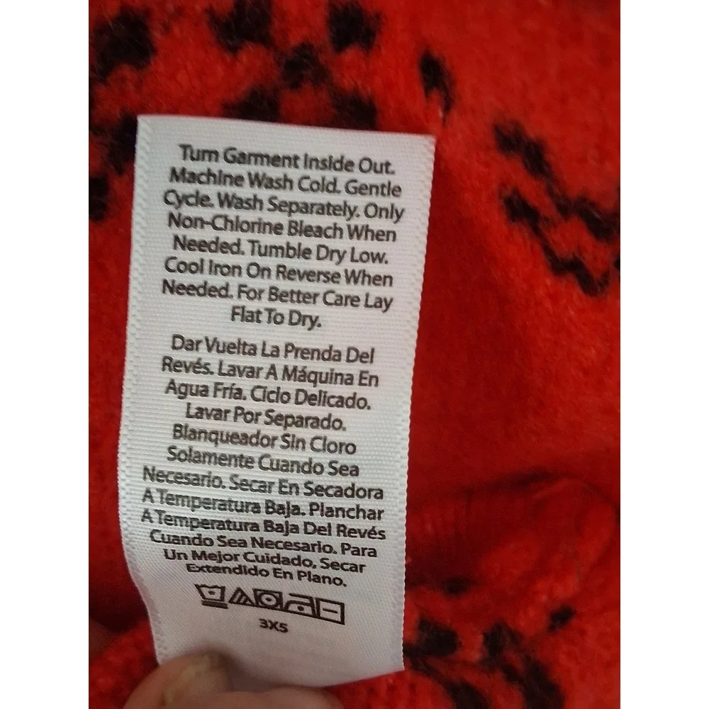 Free Assembly‎ Womens Red Fair Isle Button Front Cardigan Sweater Gold Buttons M